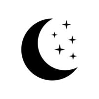 Crescent moon with stars icon on white background. Night icon. Crescent moon icon. Minimalist style. vector