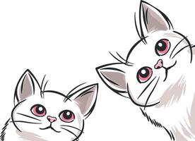 drawing of a peeking kitten or cat without background vector