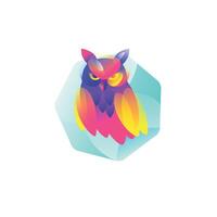 Icon of an owl. Illustration of a smart owl. Image is isolated on white background. Form style. Icon for website and print. Talisman, a brand for the company. Symbol, emblem. vector