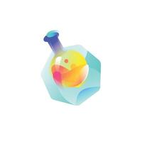 Icon of the bulb with reagents. Illustration of a flask. Image is isolated on white background. Form style. Icon for website and print. Talisman, a brand for the company. Symbol, emblem. vector
