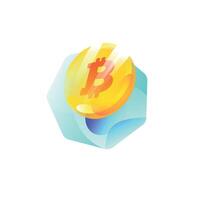 Illustration of a coin bitcoin. Gradient flat icon. Symbol of crypto currency. Emblem isolated on white background. vector