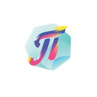 Mathematical symbol Pi. Gradient flat icon. The emblem of mathematicians is number 3.14. The Greek letter. An irrational, transcendental number. vector