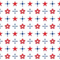 Seamless Pattern Stars Blue and Red On White Background vector