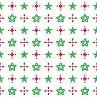 Seamless Pattern Stars Green and Red On White Background vector