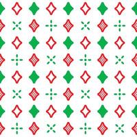 Seamless Pattern Shining Stars Green and Red On White Background, Christmas Themes vector