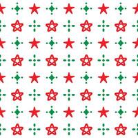 Seamless Pattern Stars Green and Red On White Background vector