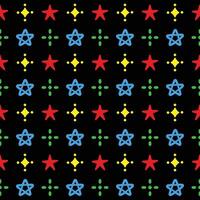 Seamless Pattern Stars Colorful On Black Background vector
