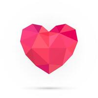 Bright colorful polygonal heart. Abstract 3d shape for your design. Symbol of love isolated on white background. Valentine day - 14 February vector