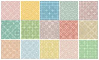 Collection of seamless geometric ornamental patterns. Tile oriental backgrounds. Trendy pastel color - delicate design. Vintage endless fabric prints vector