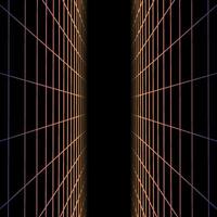 abstract futuristic black background with vision perspective. Retro design - fashion 80-90s. Color grid neon infinity surface vector