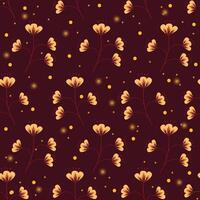 A floral pattern with yellow flowers and dots. Seamless Yellow flower pattern with autumn Background vector