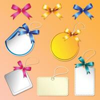 Elegant Realistic light color and silk Red, yellow, Ribbon, illustration, isolated on a white background. vector