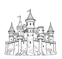 Medieval castle sketch. illustration. vector