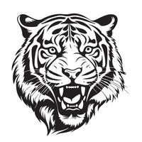 Tiger face growling sketch hand drawn in doodle style vector