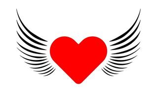 Red Heart with wings icon symbol vector