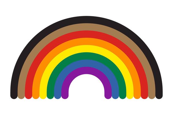 Rainbow icon symbol with black and brown LGBTQ