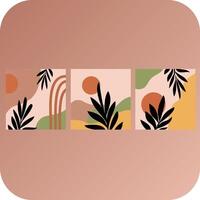 Abstract minimalistic cards set. Woman Portrait one line drawing, minimal shapes, doodles, tropical leaves and flower background. illustration for modern design, poster in minimal flat style vector