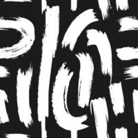 Black and white seamless pattern with abstract brush strokes creating a modern background vector