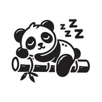 Silhouette of a Panda Sleeping on a Bamboo vector