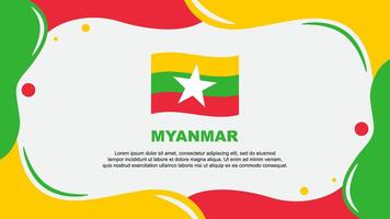 Myanmar Flag Abstract Background Flat Design Template. Myanmar Independence Day Banner Wallpaper Illustration. Myanmar Banner vector
