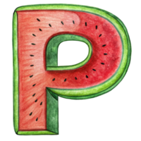 graphics letter p watermelon green red with seeds png