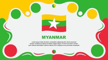 Myanmar Flag Abstract Background Flat Design Template. Myanmar Independence Day Banner Wallpaper Illustration. Myanmar vector