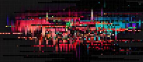 Trendy glitch pattern on dark background. Abstract geometric elements vector