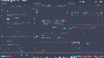 Trendy glitch pattern on dark background. Abstract geometric elements vector
