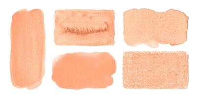 Abstract Watercolor Shapes in Trendy Peach Fuzz Color of 2024 vector