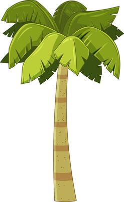 Cartoon Tropical Palm Tree With Crown Of Colorful Leaves