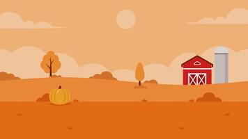 Cartoon Autumn Background With Farm vector