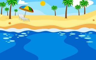 Cartoon Beach Background With Palms Tree vector