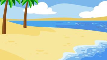 Cartoon Beach Background With Palms Tree vector