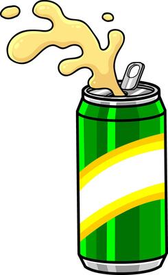 Cartoon Beer Can Splash. Hand Drawn Illustration
