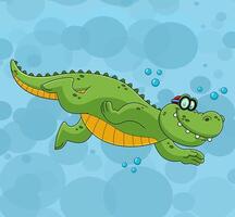 Smiling Alligator Or Crocodile Cartoon Character Swimming vector