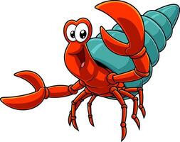 Happy Hermit Crab Cartoon Character In A Shell Waving For Greeting vector