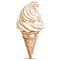 Soft Serve Ice Cream Cone in Sepia Tones png