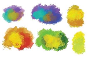 Ink paint colorful brush stroke splatter set design vector