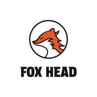 fox head logo design concept idea with label circle for company vector
