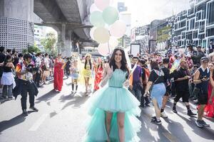 Bangkok, Thailand - JUN 4, 2023 Siam Center The World of Freedom and Pride 2023, The short action and atmosphere of people joins celebrations in the event. photo