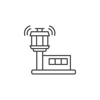 Flight control tower icon in flat style. Navigation monitor illustration on isolated background. Airport building sign business concept. vector