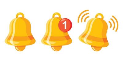 Notification bells icons set in flat style. Incoming inbox message illustration on isolated background. Ringing bell sign business concept. vector