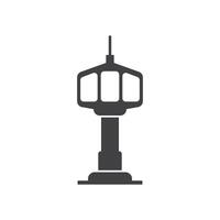 Flight control tower icon in flat style. Navigation monitor illustration on isolated background. Airport building sign business concept. vector