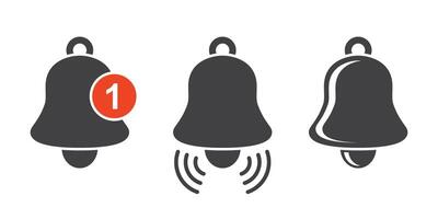 Notification bells icons set in flat style. Incoming inbox message illustration on isolated background. Ringing bell sign business concept. vector