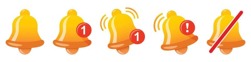 Notification bells icons set in flat style. Incoming inbox message illustration on isolated background. Ringing bell sign business concept. vector
