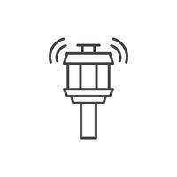 Flight control tower icon in flat style. Navigation monitor illustration on isolated background. Airport building sign business concept. vector