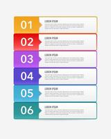 Vertical infographic 6 steps or options to success for presenting information about the business. vector