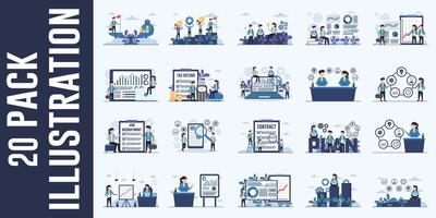 Set of flat design illustrations concepts for business analysis and planning vector