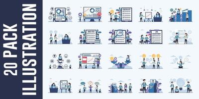 Set of business management concept illustration in flat style for web banners and printed materials vector
