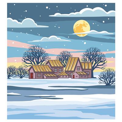 Abstract outdoor natural background, beautiful winter landscape colorful painting in watercolor style, illustration